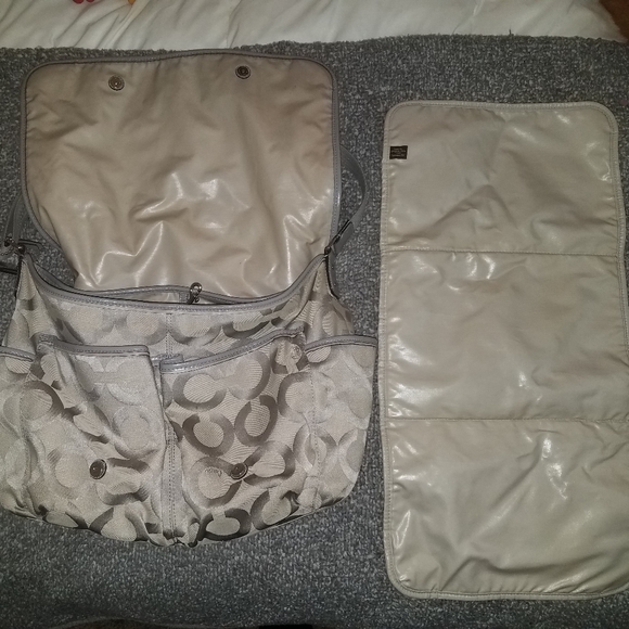 Large Silver Authenic Coach Diaper Bag Like New